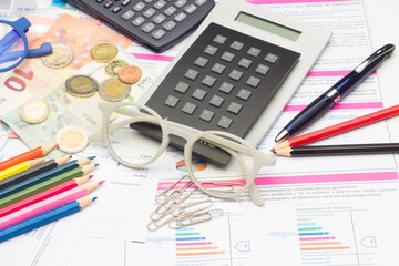 Naklejka na ściany i meble Scientific calculator to calculate finances or do mathematical and scientific calculations