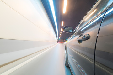 Fototapeta na wymiar car on the road with motion blur background