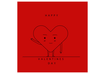 Valentines Day Minimal Poster Vector Illustration. Hear wishing happy valentines day