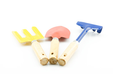 Garden tools on isolated white background