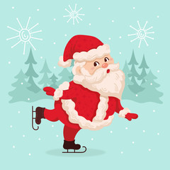 Cute chubby santa claus skates