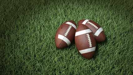 A close-up of american balls on the field
