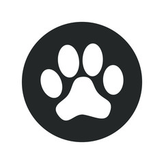 Obraz premium Animal paw print graphic icon. Paw sign in the circle isolated on white background. Vector illustration