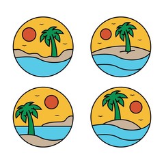 simple logo badge beach design illustration