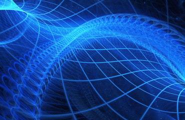 Dynamic curves ands blur pattern. Fractal graphics. Science and technology concept.