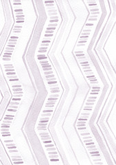 Light lilac watercolor zigzag background. Hand painted raster ornament.