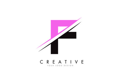 F Letter Logo Design with a Creative Cut and Pink Color.