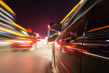 car on the road with motion blur background