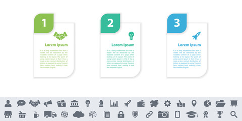 Infographic design business concept vector illustration with 3 steps or options or processes represent work flow or diagram or web button banner