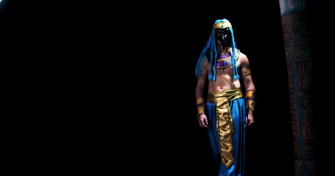 God of wisdom of ancient Egypt, Thoth is walking out with ankh in hand, 4k