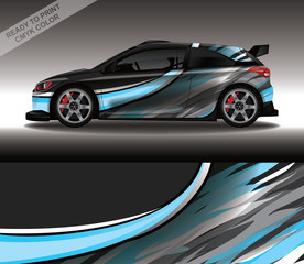 Obraz premium Car wrap decal design vector, custom livery race rally car vehicle sticker and tinting.