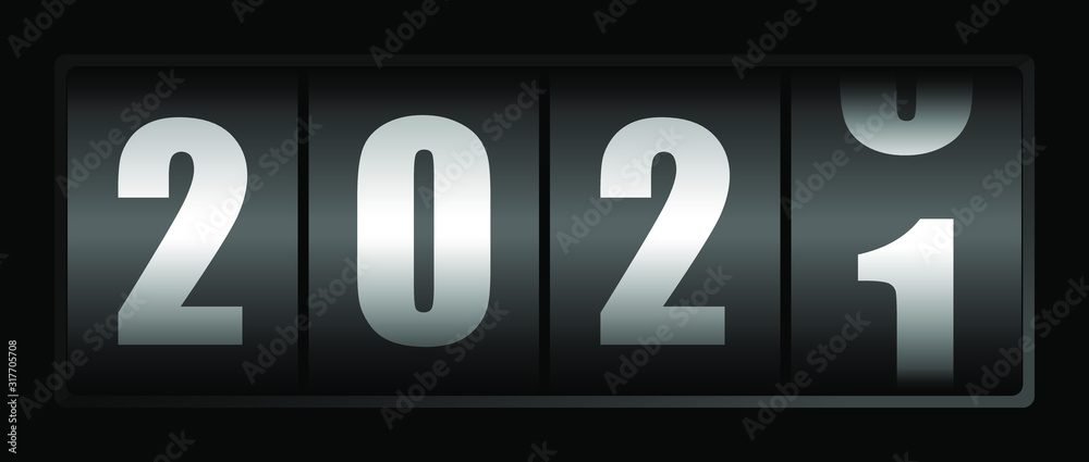Poster New year 2021 counter, vector greeting card with empty copy space for your text