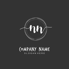 Handwritten initial letter N NN for identity and logo. Vector logo template with handwriting and signature style.