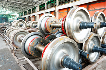 heavy industry factory,production of the steel train wheels