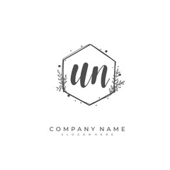 Handwritten initial letter U N UN for identity and logo. Vector logo template with handwriting and signature style.