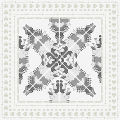 Square scarf ethnic ornate print silk.  Shawl ikat  embroidery autentic fabric ornament carpet bacground