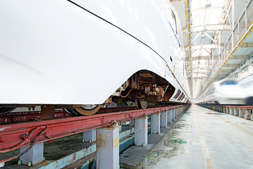 fast train in the service depot