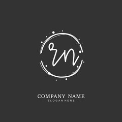 Handwritten initial letter R N RN for identity and logo. Vector logo template with handwriting and signature style.