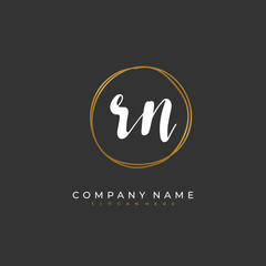 Handwritten initial letter R N RN for identity and logo. Vector logo template with handwriting and signature style.