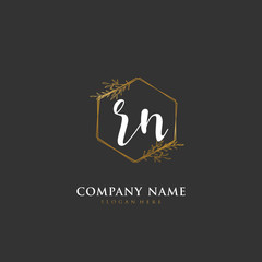 Handwritten initial letter R N RN for identity and logo. Vector logo template with handwriting and signature style.