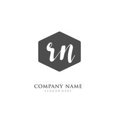 Handwritten initial letter R N RN for identity and logo. Vector logo template with handwriting and signature style.