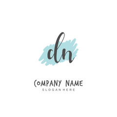 Handwritten initial letter D N DN for identity and logo. Vector logo template with handwriting and signature style.