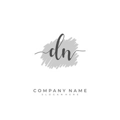 Handwritten initial letter D N DN for identity and logo. Vector logo template with handwriting and signature style.