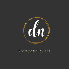 Handwritten initial letter D N DN for identity and logo. Vector logo template with handwriting and signature style.
