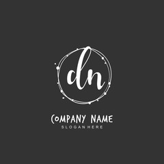 Handwritten initial letter D N DN for identity and logo. Vector logo template with handwriting and signature style.