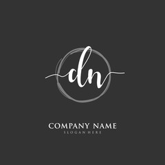 Handwritten initial letter D N DN for identity and logo. Vector logo template with handwriting and signature style.