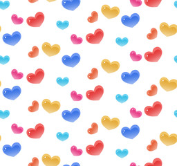 カラフルハート　シームレスパターン