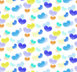 カラフルハートがいっぱい　シームレスパターン
