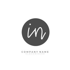 Handwritten initial letter I N IN for identity and logo. Vector logo template with handwriting and signature style.