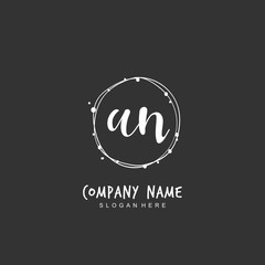 Handwritten initial letter A N AN for identity and logo. Vector logo template with handwriting and signature style.