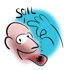 Man pours soil on his tongue