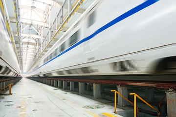 Obraz premium fast train in the service depot