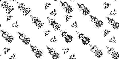 Ikat pattern etnic indian ornamental black and white illustration. Navajo motif texture ornate  design for surface print.