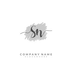 Handwritten initial letter S N SN for identity and logo. Vector logo template with handwriting and signature style.