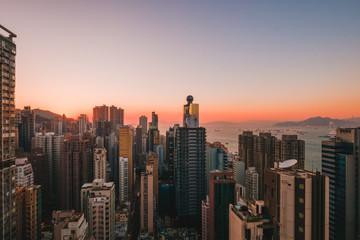 Fototapeta na wymiar city skyline and sunset sky , Hong Kong