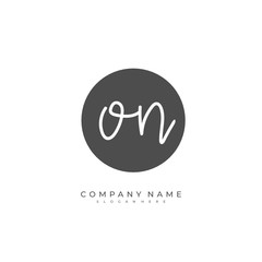 Handwritten initial letter O N ON for identity and logo. Vector logo template with handwriting and signature style.