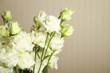 White roses in the interior