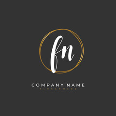 Handwritten initial letter F N FN for identity and logo. Vector logo template with handwriting and signature style.