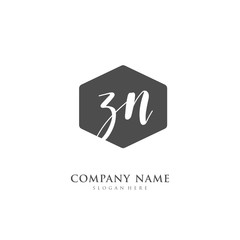 Handwritten initial letter Z N ZN for identity and logo. Vector logo template with handwriting and signature style.