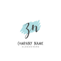 Handwritten initial letter Z N ZN for identity and logo. Vector logo template with handwriting and signature style.