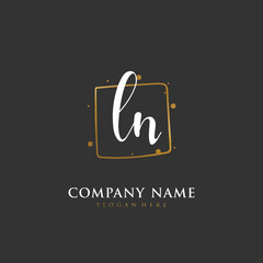 Handwritten initial letter L N LN for identity and logo. Vector logo template with handwriting and signature style.