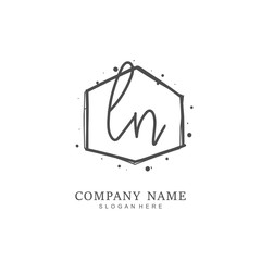 Handwritten initial letter L N LN for identity and logo. Vector logo template with handwriting and signature style.
