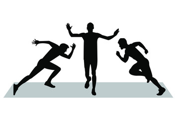 Fototapeta na wymiar Set of silhouettes. Runners on sprint, men. vector illustration EPS 10.