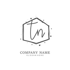 Handwritten initial letter T N TN for identity and logo. Vector logo template with handwriting and signature style.