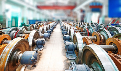 heavy industry factory,production of the steel train wheels