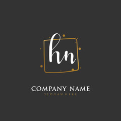 Handwritten initial letter H N HN for identity and logo. Vector logo template with handwriting and signature style.